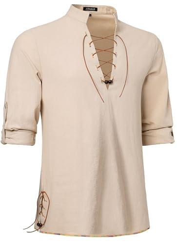 Men's Cotton Lace-Up Shirt for Viking Costume