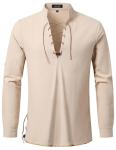 Men's Cotton Lace-Up Shirt for Viking Costume
