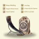 Viking Drinking Horn with Stand and Opener