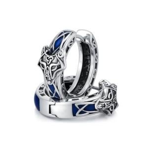 Viking Wolf Hoop Earrings in Sterling Silver