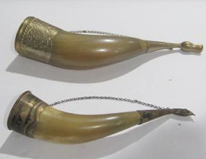 Set of 2 Vintage Russian Drinking Horns