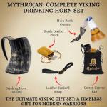 Viking Horn Mug Set with Opener and Pouch