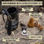 Viking Horn Mug Set with Opener and Pouch