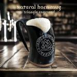 Viking Drinking Horn Mug – 34 oz Engraved Tankard