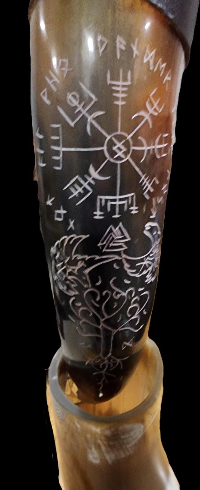 Vikingsbrand Handcrafted 19" Drinking Horn with Stand