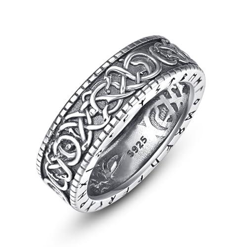 Men's Sterling Silver Norse Runes Viking Ring