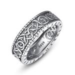 Men's Sterling Silver Norse Runes Viking Ring