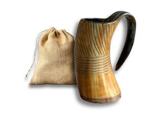 Norse Drinking Horn Tankard with Burnt Finish