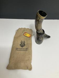 Norse Tradesman Ox-Horn Drinking Horn with Stand