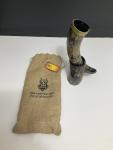 Norse Tradesman Ox-Horn Drinking Horn with Stand