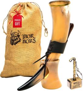 Viking Drinking Horn with Stand - Perfect Men's Gift