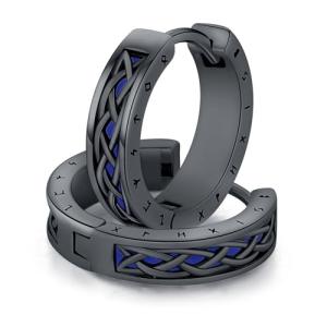 Sterling Silver Viking Rune Hoop Earrings