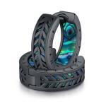 Viking Silver Rune Hoop Earrings with Abalone Design