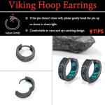 Viking Silver Rune Hoop Earrings with Abalone Design