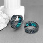 Viking Silver Rune Hoop Earrings with Abalone Design