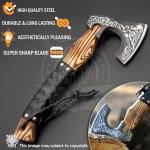 Decorative Viking Axe with Leather Handle and Sheath