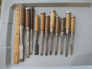 Set of 11 Vintage Japanese Socket Chisels