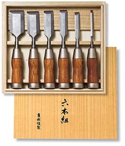 KAKURI 6-Piece Damascus Japanese Wood Chisel Set