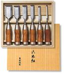 KAKURI 6-Piece Damascus Japanese Wood Chisel Set