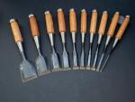 Hidari Nobuhiro - Iwazaki Eisuke 10x set 3-42mm Japanese Bench Chisel Oire Nomi