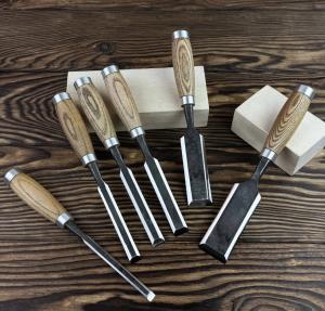 Japanese Hand-Forged Chisel Set with Ash Handle