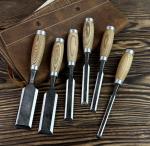 Japanese Hand-Forged Chisel Set with Ash Handle