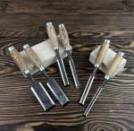 Japanese Hand-Forged Chisel Set with Ash Handle