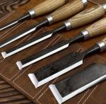 Japanese Hand-Forged Chisel Set with Ash Handle