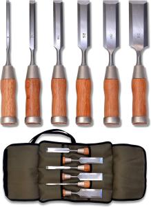 6-Piece Japanese Wood Chisel Set with Handles