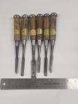 Restored Uchida Seisakusho Vintage Chisel Set of 6
