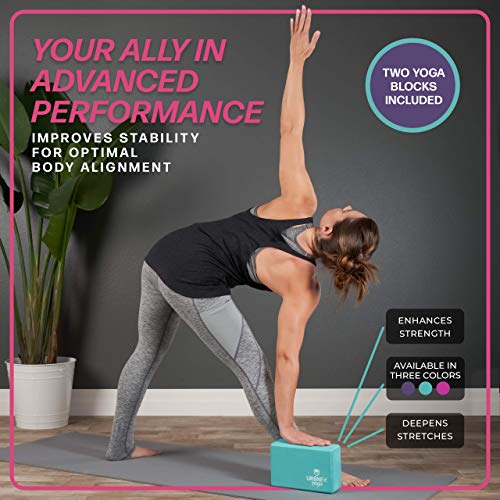 URBNFit Yoga Blocks Set with Strap - 2 Pack