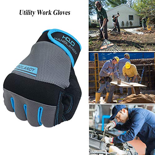HANDLANDY Touch Screen Utility Work Gloves - Medium Grey