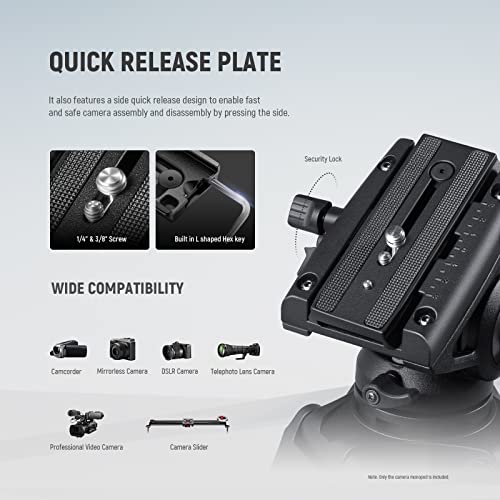 NEEWER 179cm Portable Aluminum Monopod with Fluid Head