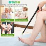 LYIGEOL Toe Cleaning Brush,Foot Brush with Reusable Drying Covers.Foot Scrubber with Telescopic Aluminum Alloy 12"-24",Long- Handled Toe Lotion Applicator for Seniors,Elderly, Disabled Men and Women