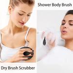 Dry Brushing Body Exfoliating Brush, Anti Slip Body Scrubber for Shower, Shower Body Cleaning Brush for Deep Cleansing & Soften Skin, Improve Circulation (Black)