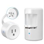 Souphran Plug-in Wireless Motion Activated Light Control, No Wiring, 130 Ft RF Range, Adjustable Detection Range, Always-on Timer and Light Sensor, Motion Detector and Plug Set