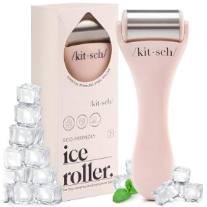 Kitsch Ice Roller for Face – Stainless Steel Ice Face Roller to Reduce Puffiness, Redness & Headaches – Cooling Facial Roller for Skin Care, Irritation Relief & Spa-Like Experience at Home - Pink