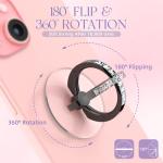 Jsoerpay Transparent Phone Ring Holder 2 Pcs, Clear Cell Phone Ring Holder with Diamond, Finger Grip 360°Rotation Compatible with Most of The Phones, Tablet and Case (Black)