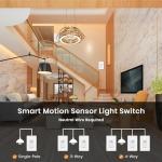 Milfra Smart Motion Sensor Light Switch,Motion Sensor Light Switch Works with Siri Alexa and Google Home, Voice and Remote Control, Neutral Wire Required