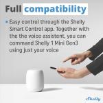 Shelly 1 Mini Gen3, WiFi & Matter Smart Relay Switch with Dry Contacts, 1-Channel 8A, Compatible with Alexa, Home Assistant, SmartThings & Google Home, DYI, Garage Door Opener, No Hub Required