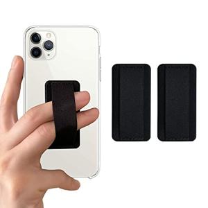 WUOJI [2 Pack] Ultra Slim Phone Grip Strap for iPhone 15 14 13 Pro Max & Samsung, Soft Nylon Finger Holder, Wireless Charging Friendly, Anti-Drop - Black