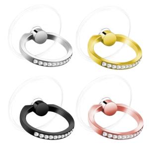 4 Pcs Diamond Cell Phone Ring Holder Stand Transparent Finger Grip Clear Phone Ring Grip Clear 360° Degree Rotation Kickstand Phone Rings for Back of Phone Compatible with Most of Phones