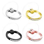 4 Pcs Diamond Cell Phone Ring Holder Stand Transparent Finger Grip Clear Phone Ring Grip Clear 360° Degree Rotation Kickstand Phone Rings for Back of Phone Compatible with Most of Phones