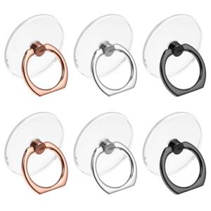 Molain 6Pcs Transparent Phone Ring Grips Holder, 360 Degree Rotation Ring Holder for Phone Case Cell Phone Tablet Case Accessories(Silver + Black + Rose Gold)