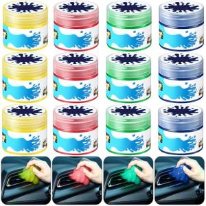 Datanly 12 Pack Car Cleaning Gel Detailing Cleaner Putty Auto Clean Dust Mud Tools Accessories Kit for Car Interior Air Vent Dashboard Keyboard Home Office(Colorful)