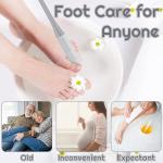 2 Pack Toe Cleaning Brush, 15.7" Shower Foot Scrubber, Long Handle Silicone Bristles Lotion Applicator, Two Sizes Heads, for Elderly, Men and Women