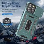 SEFING Phone Case for iPhone 15 Pro Case with Slide Camera Cover, with Finger Ring Holder Stand, fit Magnetic Car Mount, for iPhone 15 Pro (Alpine Green)