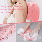 Shower Foot and Back Scrubber Mat,Wall Mounted Shower Foot Scrubber with Suction Cups,Exfoliating Silicone Massage Cleaner Mat(Pink)