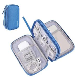 Bevegekos Electronics Organizer Case Travel Accessories Cords Cables Pouch Power Bank Bag (Medium, Azure Blue)
