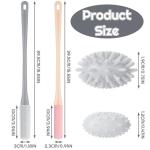 2 Pack Toe Cleaning Brush, 15.7" Shower Foot Scrubber, Long Handle Silicone Bristles Lotion Applicator, Two Sizes Heads, for Elderly, Men and Women